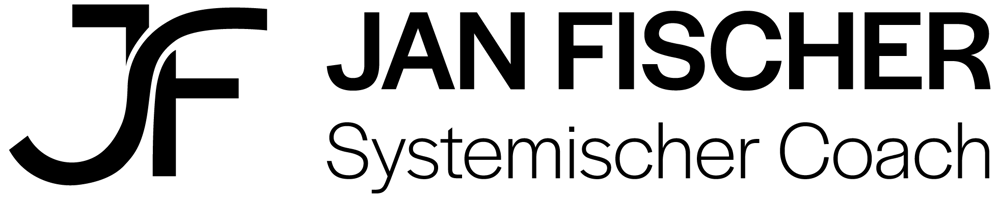 Das Logo von Jan Fischer, systemischer Coach, zeigt ein stilisiertes "JF" und den Text "JAN FISCHER Systemischer Coach" in Schwarz.