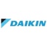 Blaues Daikin-Logo mit schrägem Dreieck auf weißem Hintergrund.