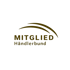 Goldenes Logo mit dem Text "MITGLIED Händlerbund" und zwei geschwungenen Linien darüber.