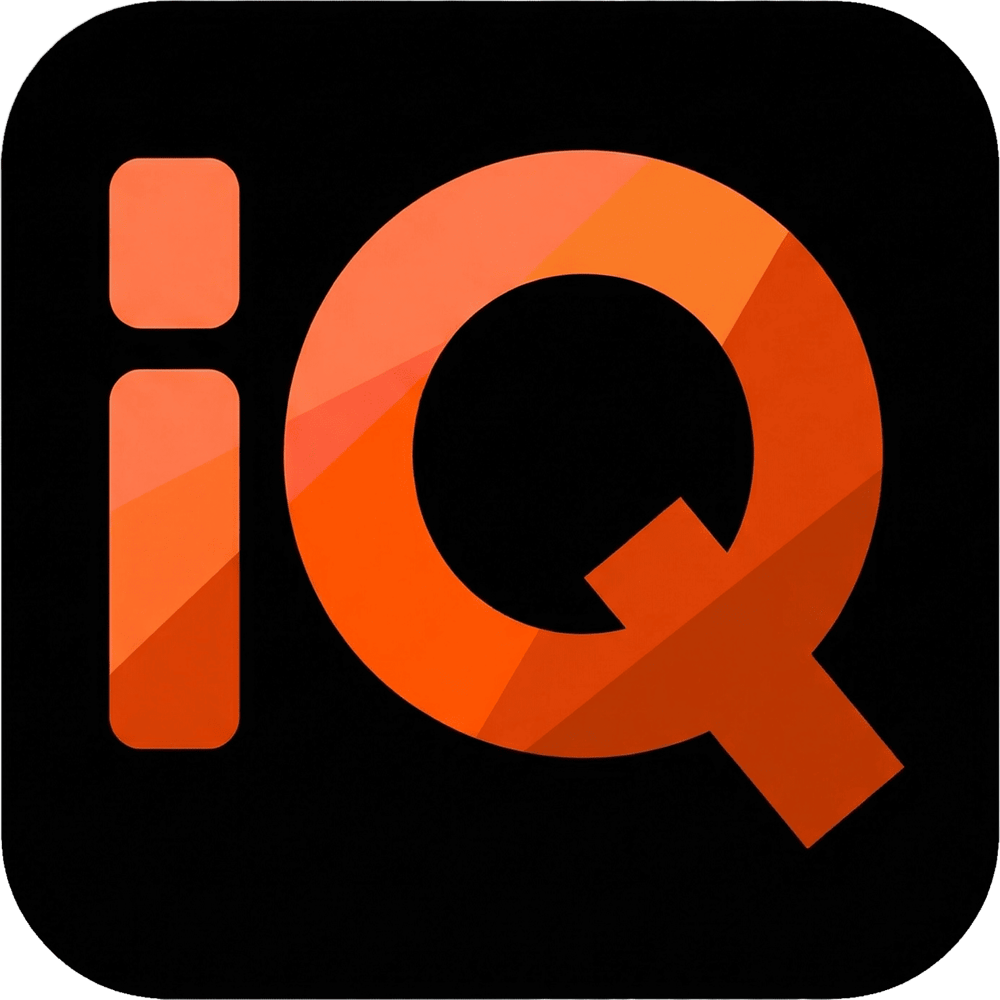 Guide IQ Logo Black square with a stylized orange "iQ" logo.