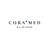 CURA MED KLINIKEN Logo mit stilisiertem, blauem Punkt über dem "A".