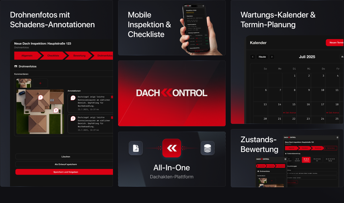 Dach Control — App-Ansichten