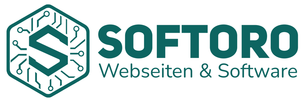 Grüne Schildkröte mit dem Text „SOFTORO“ auf dem Panzer.