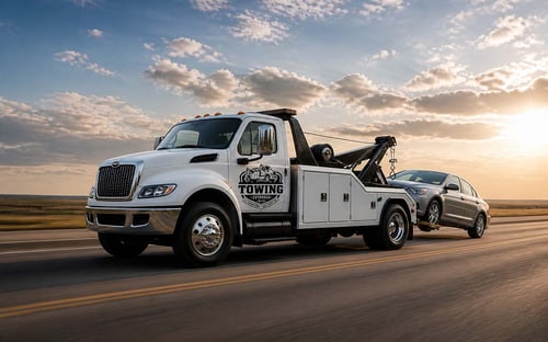 Wheel lift towing service assisting a disabled car in Cuyahoga Ohio