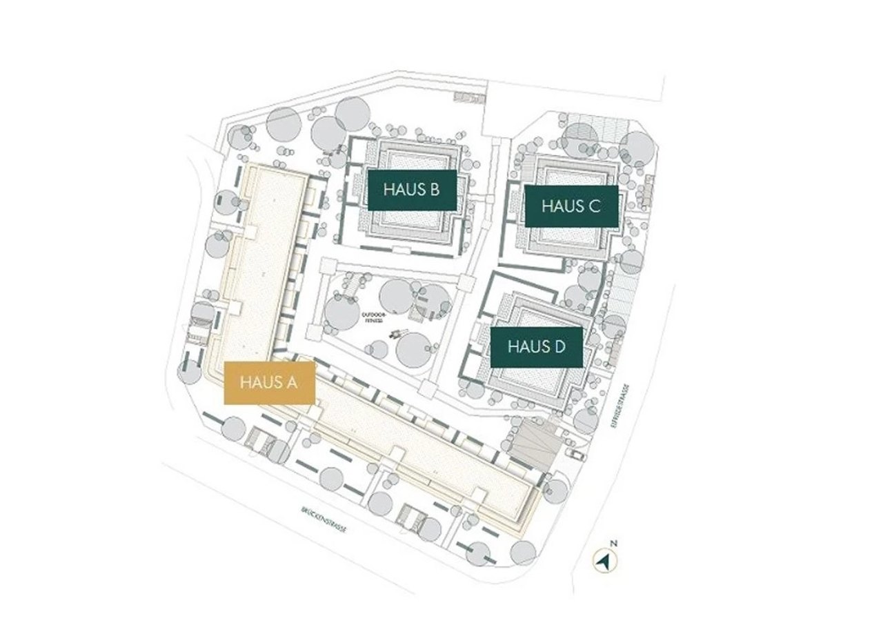Lageplan Bergfelde Living – Haus A bis D mit grünem Innenhof