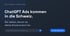 Dunkler Hintergrund mit Text "ChatGPT Ads kommen in die Schweiz. Sei dabei, bevor es deine Konkurrenz ist." und Button "Auf die Warteliste".