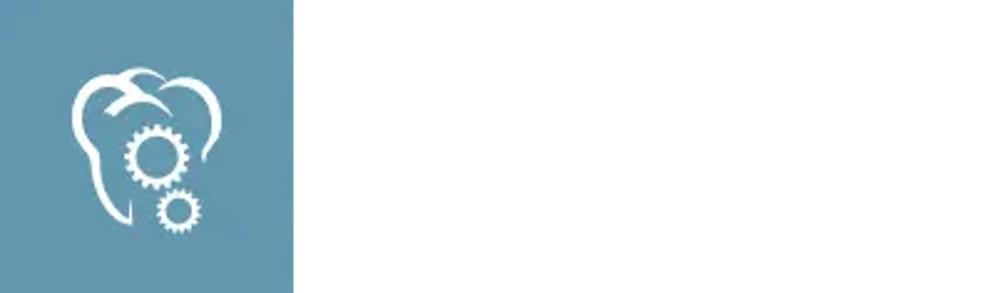 Logo von Dental Werk Nürnberg, ein Zahn mit Zahnrädern und der Schriftzug "DENTAL WERK NÜRNBERG".