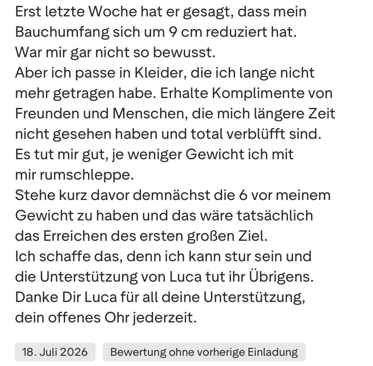 Nachricht einer Kundin
