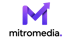 Mitromedia Logo: Großes lila "M" mit einem nach oben zeigenden Pfeil im oberen rechten Bereich, darunter "mitromedia."