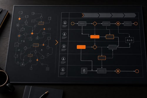 Automatisierter Ablauf: Rückfragen und Sucharbeit werden zu klaren Prüfungen, Status und Freigaben.
