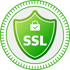 AMDEOM Datenschutz (DSGVO): Grünes Schildsymbol mit SSL-Text und Vorhängeschloss mit Häkchen in einem Kreis.