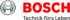 Bosch-Logo mit rotem Schriftzug "BOSCH", darunter "Technik fürs Leben" und dem runden Bosch-Symbol links.