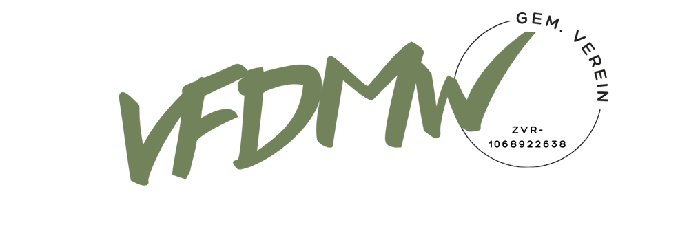 Grünes Logo mit VFDMW und einem Häkchen, das einen Kreis mit der Aufschrift „GEM. VEREIN“ und „ZVR-1588803444“ umgibt.