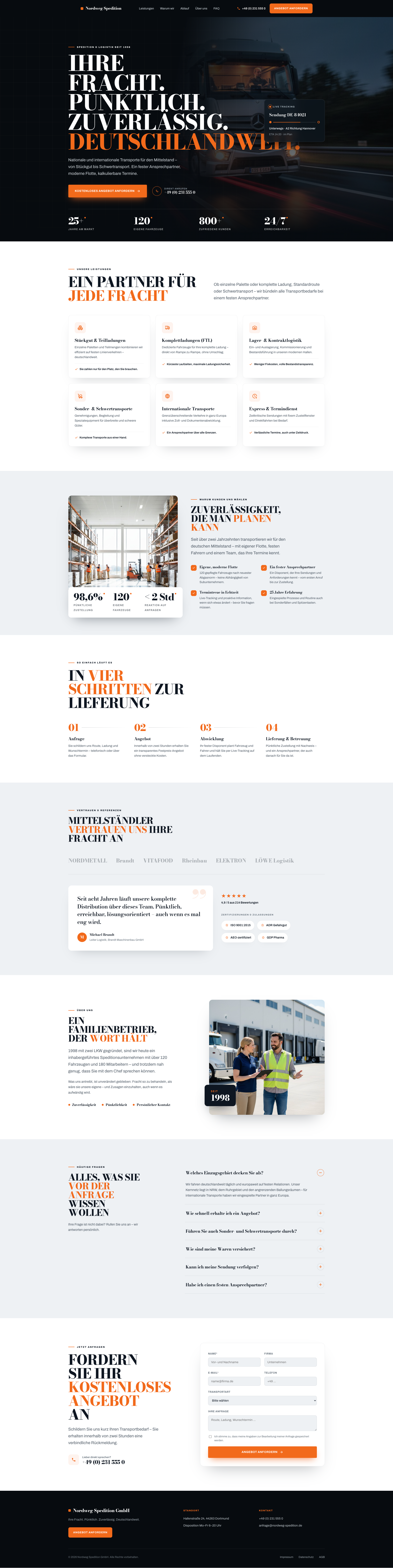 Website für eine Spedition