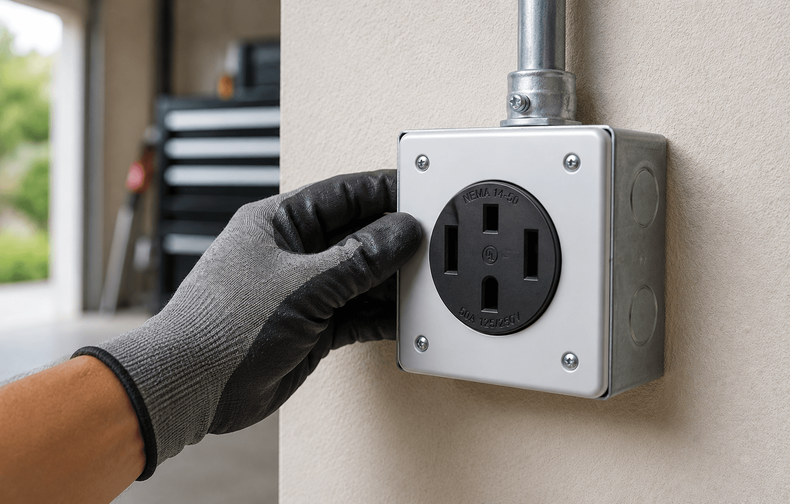 NEMA 14-50 outlet for EV charging