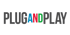 The word "PLUG AND PLAY" in gray, with "AND" in blue, red, and green letters.