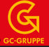 Gelbes G-Logo mit Pfeil auf rotem Hintergrund, darunter der Text "GC-GRUPPE".