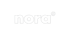 Nora-Logo, weißer Schriftzug "nora" mit registriertem Warenzeichen auf dunkelgrünem Hintergrund.