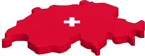Umriss der Schweiz in FAHRZONE-Rot mit Standortnadeln für Zürich, Schwyz, Thurgau und St. Gallen.