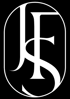 Weißes Monogramm aus den ineinander verschlungenen Buchstaben J, F und S in einer ovalen Umrandung auf schwarzem Hintergrund.