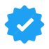 Blaues Häkchen-Symbol, das Verifizierung oder Bestätigung anzeigt.