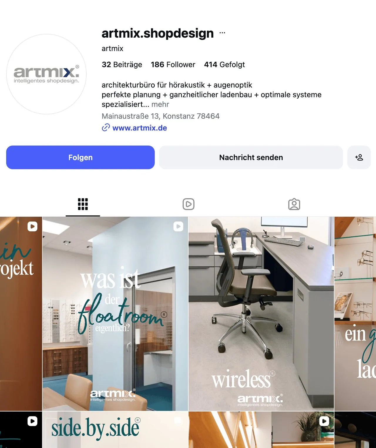 Instagram-Profil von artmix shopdesign