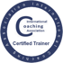 Rundes blau-weißes Siegel: International Coaching Association, Certified Trainer.