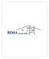 Logo der BIMA Stuckateur GmbH mit einer blauen Wortmarke und der Strichzeichnung eines Hauses mit Baugerüst.
