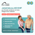 Junge Frau stützt eine ältere Frau mit Rollator, daneben Text: "Fit & Care", "Jetzt bis zu 40 CHF pro Stunde verdienen".