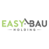 Grünes und graues Logo von EASY BAU HOLDING, wobei das A in BAU wie ein Haus aussieht.