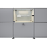 Modulares graues Möbelstück mit beleuchtetem Fach, darin Logo und Schrift "SIROD DESIGN mit Perfektion gestalten".