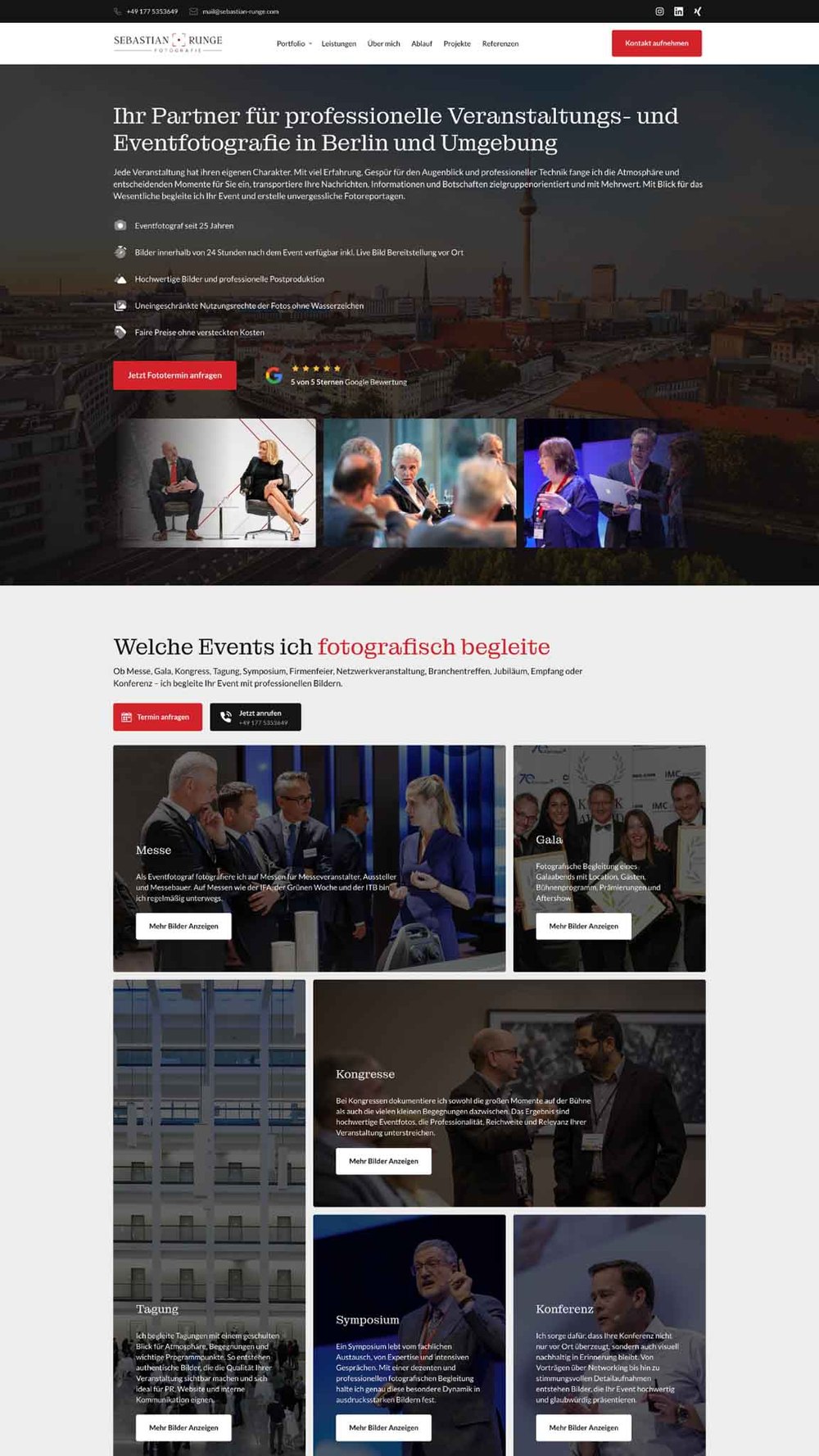 Webdesign-Projekt: Website für eine Fotografin