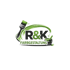 Logo von R&K Farbgestaltung mit grünem Pinselstrich, Farbeimer und Pinsel vor schwarzem Hintergrund.