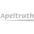 Schriftzug „Apeltrath“ in Grau auf dunkelgrünem Hintergrund mit einem grauen Strich darunter.