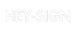 Weißer Text "HEY-SIGN" mit Schatten auf dunklem Hintergrund.