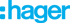 Blaues Hager-Logo mit einem Doppelpunkt vor dem Wort "hager".