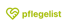 Grünes Herz-Logo links vom Schriftzug "pflegeliste" in grünen Buchstaben.