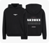 Zwei schwarze Hoodies mit weißem „ABSCHLUSS 20XX“ auf der Vorderseite und „AK20XX“ auf der Rückseite.