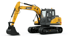 SANY SY135C Kettenbagger mieten. Robuster 14t Bagger für Erdbewegung Stahl Baumaschinen Neuruppin.