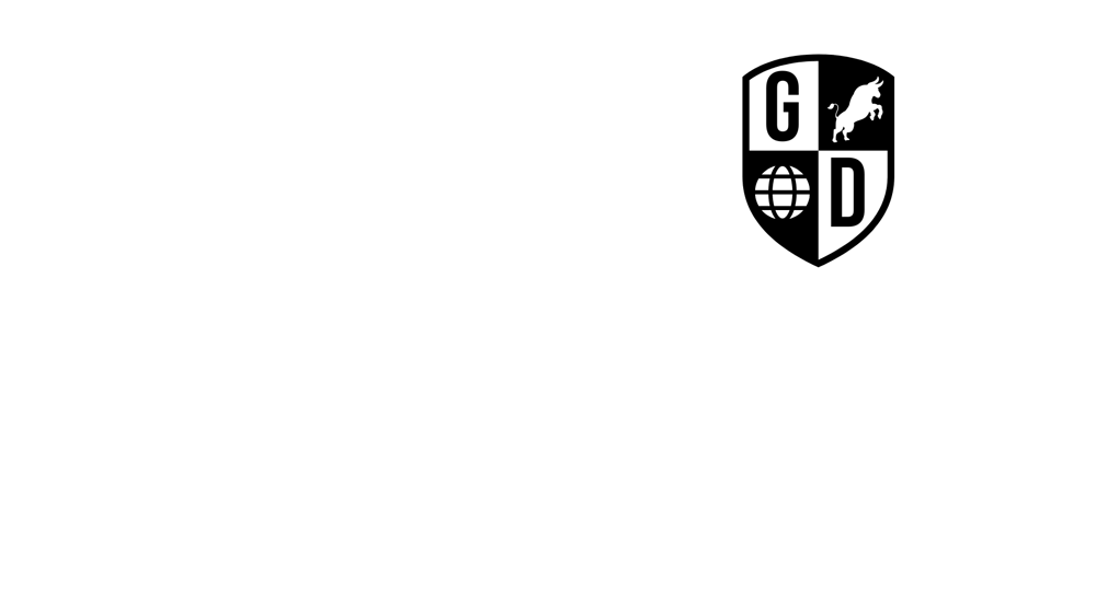 Weißer "GRAF DIGITAL" Text neben einem Wappenschild mit "GD", einem Pferd und einem Globus auf grünem Hintergrund.
