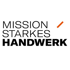Mission Starkes Handwerk Logo mit orangefarbenem Strich.