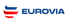 Eurovia Logo: drei geschwungene, horizontale Streifen in Blau und Rot neben dem Wort „EUROVIA“ in blauen Großbuchstaben.