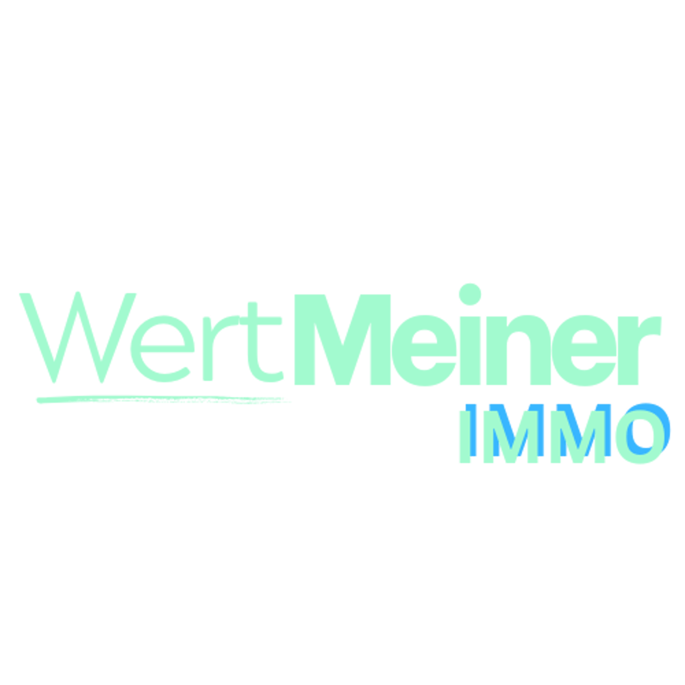 Wert Meiner IMMO Logo mit grünem und blauem Text auf dunkelgrünem Hintergrund.