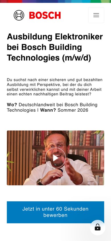 Bewerberseite der Bosch-Ausbildungskampagne