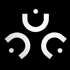 Weißes, stilisiertes Symbol mit drei sichelförmigen Formen und drei Punkten auf schwarzem Hintergrund.