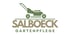 Logo mit grünem Rasenmäher über "SALBOECK" in Braun und "GARTENPFLEGE" in Grün.