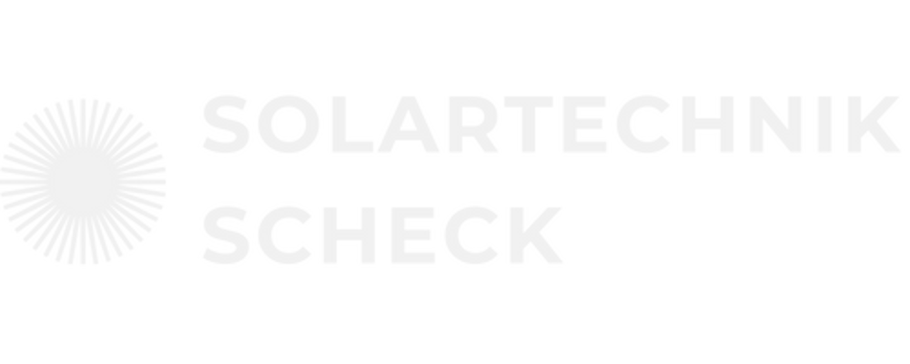 Logo von Solartechnik Scheck mit einem stilisierten Sonnenkreis links und dem Text "SOLARTECHNIK SCHECK" rechts.