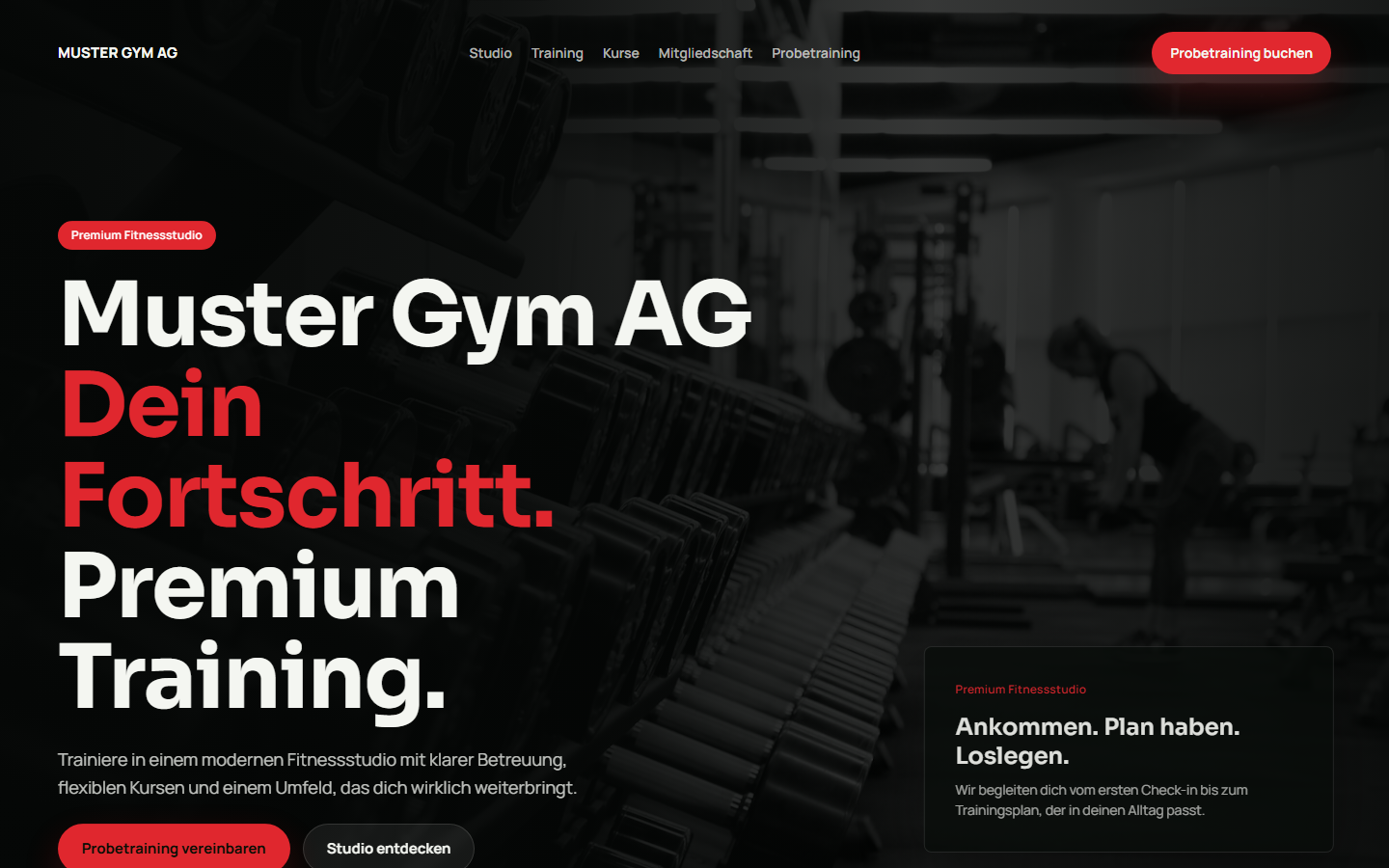 Demo-Screenshot Fitnessstudio