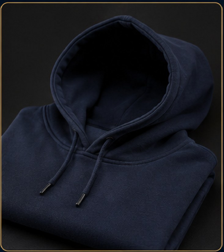 Dunkelblauer Hoodie in Nahaufnahme