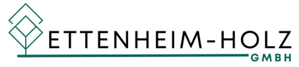 Logo von Ettenheim-Holz GmbH mit einem stilisierten Baum-Symbol und einem grünen Unterstrich.